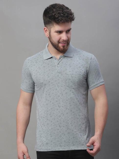 venitian- forbidden clothing light grey slim fit printed polo t-shirt