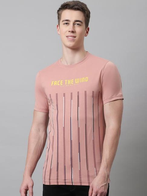 venitian- forbidden clothing peach slim fit printed t-shirt