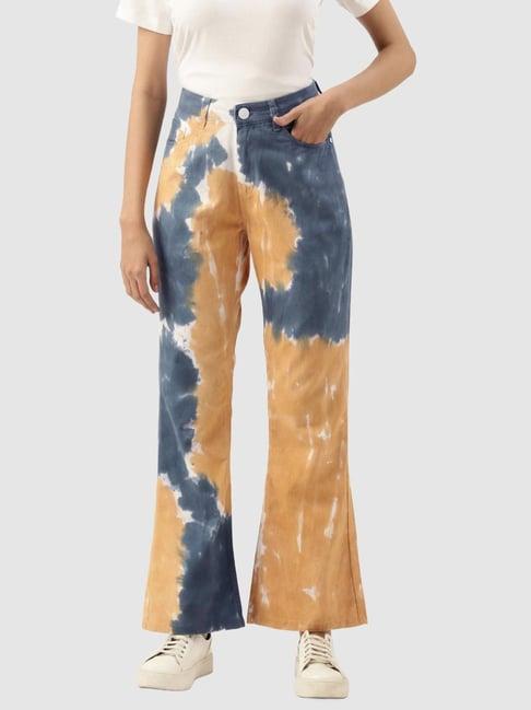 bene kleed yellow & blue regular fit high rise jeans