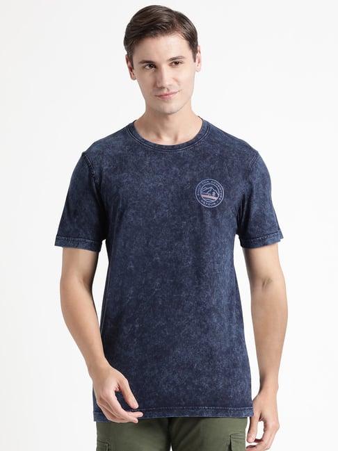 wildcraft blue cotton regular fit printed t-shirt