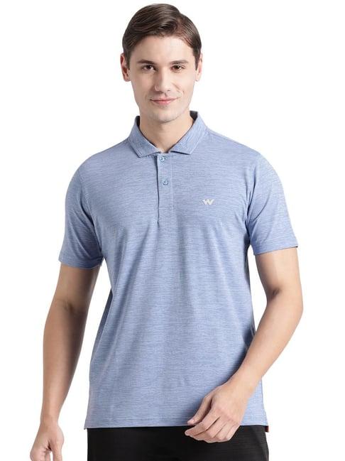 wildcraft blue  regular fit texture polo t-shirt