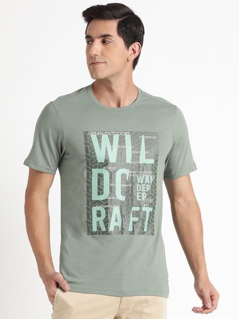 wildcraft sage green cotton regular fit printed t-shirt