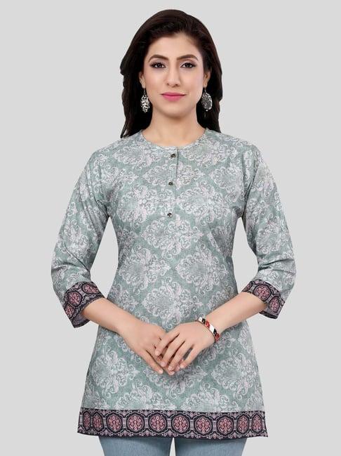 saree swarg green printed straight short kurti