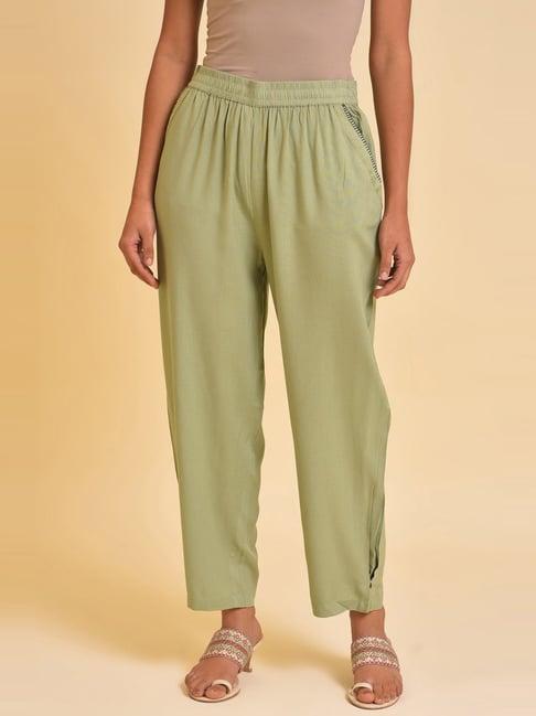 w green regular fit palazzos