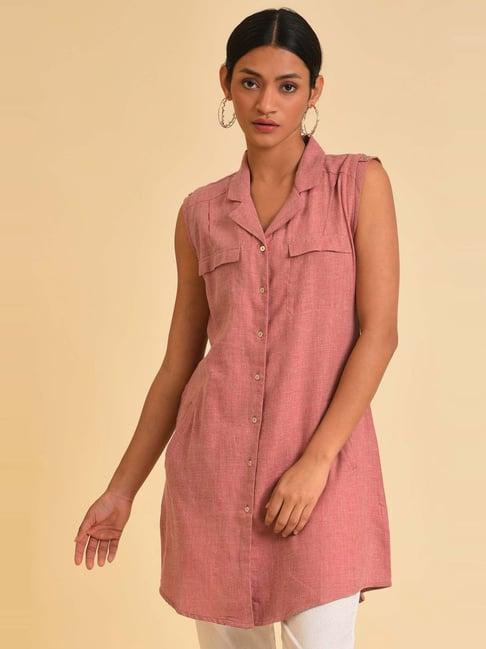 w pink cotton regular fit tunic