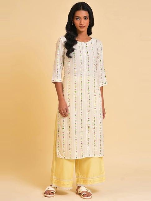 w off-white printed straight kurta