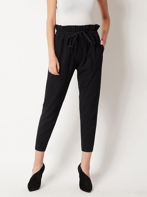 miss chase black regular fit high rise denim pants