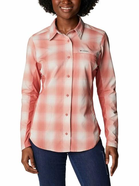 columbia coral & white logo print shirt