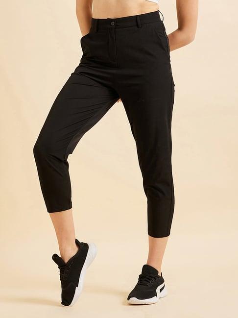 sweet dreams black cotton regular fit mid rise cropped trousers