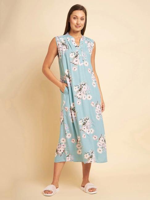 sweet dreams green floral print night dress