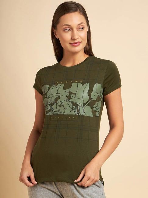 sweet dreams olive cotton printed t-shirt