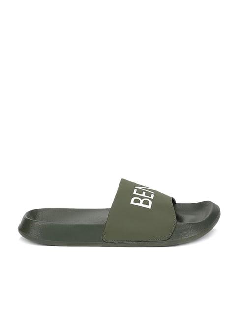 united colors of benetton men's green slides