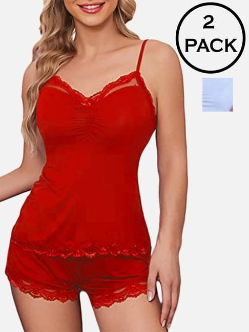 fims: fashion is my style red & blue lace work babydoll set