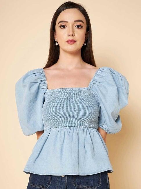 high star light blue peplum top