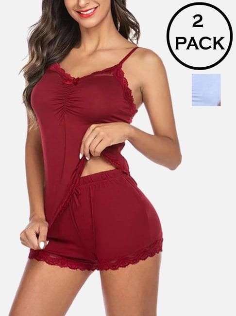 fims: fashion is my style maroon & blue lace work babydoll set