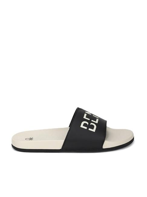 united colors of benetton men's black slides