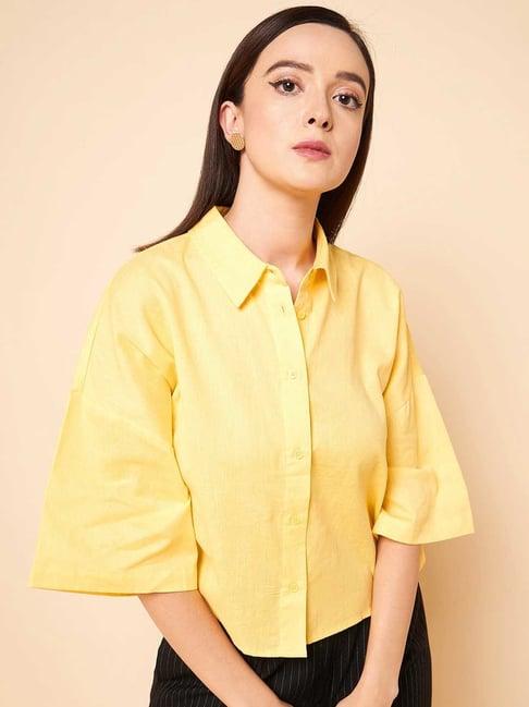 high star yellow crop shirt