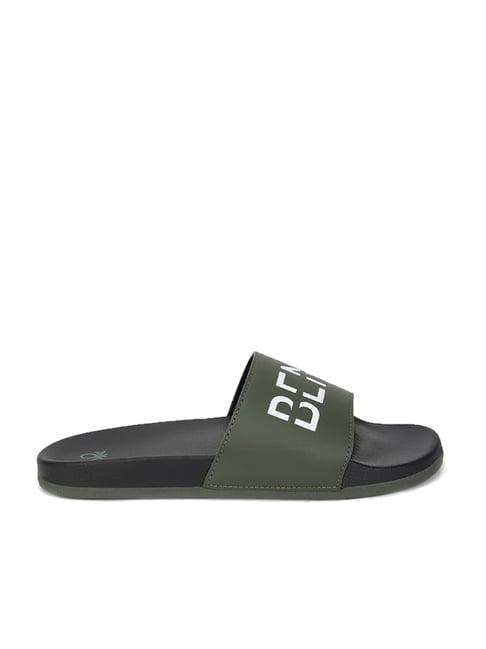 united colors of benetton men's green slides