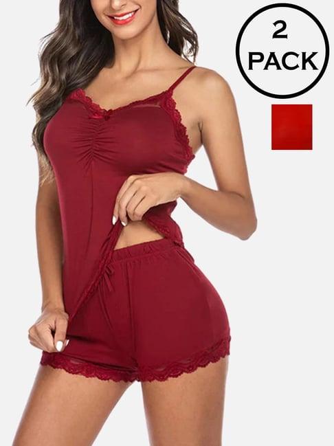 fims: fashion is my style red & maroon lace work babydoll set