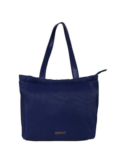 caprese symona blue textured large tote handbag