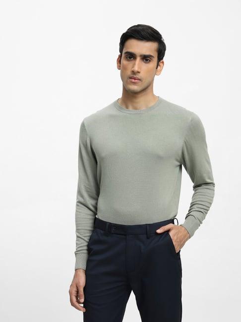 wes formals by westside solid sage slim-fit sweater