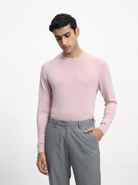 wes formals by westside solid pink slim-fit sweater