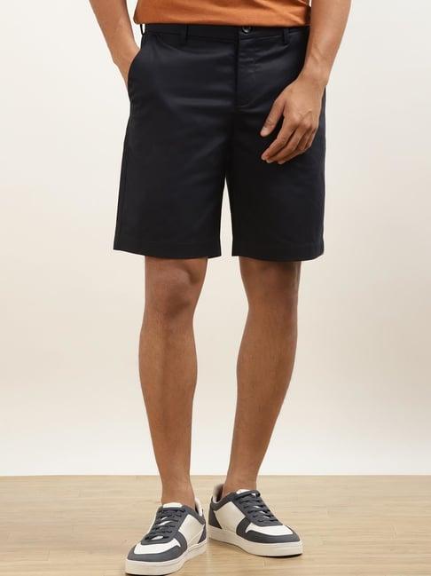 andamen navy cotton regular fit shorts