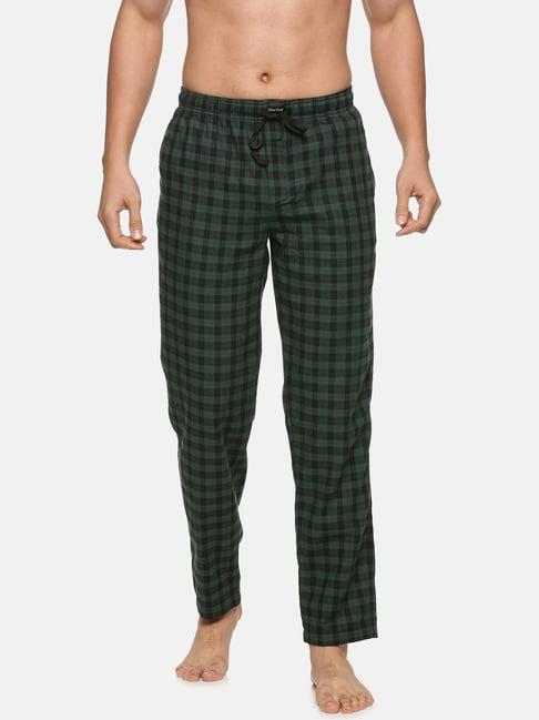 don vino green regular fit check lounge pants