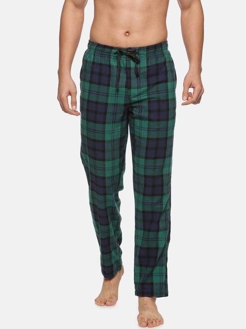 don vino green regular fit check lounge pants