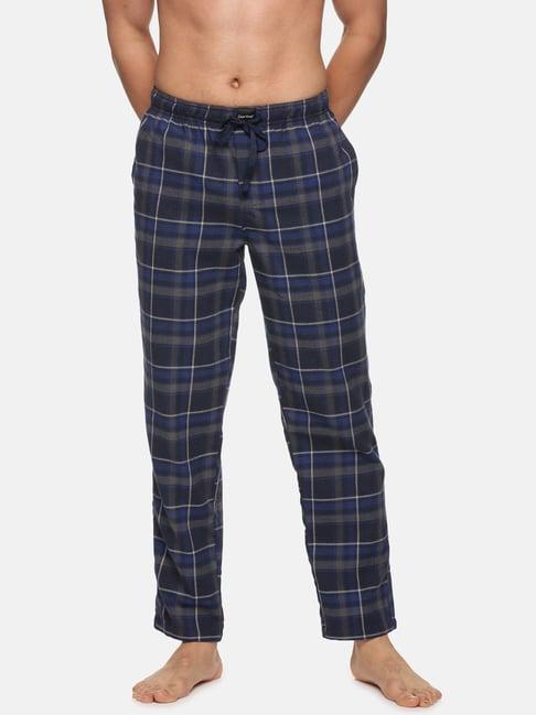 don vino navy regular fit check lounge pants