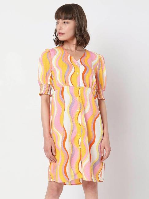 vero moda multicolor printed shirt dress