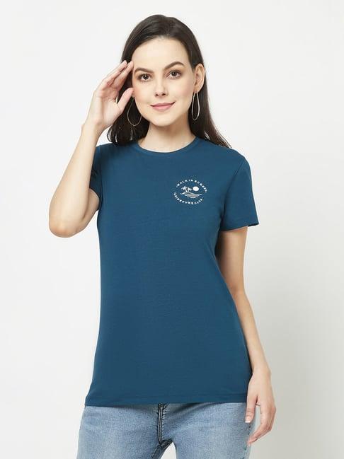 crimsoune club teal cotton printed t-shirt