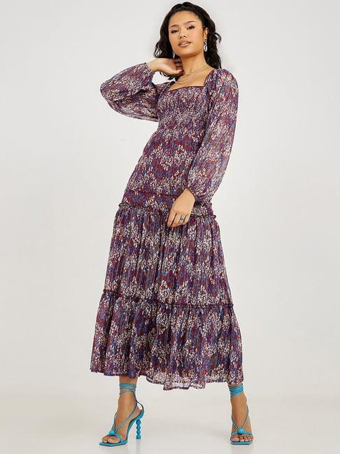 styli balloon sleeves paisley print a-line maxi dress