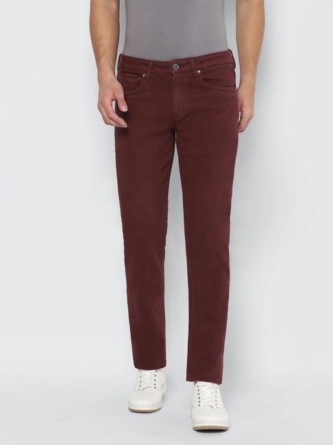 louis philippe jeans maroon cotton slim fit jeans