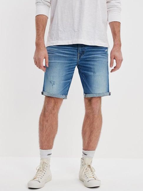 american eagle outfitters blue regular fit denim shorts