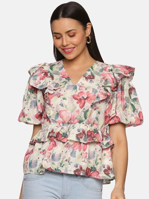 isu multicolor printed peplum top