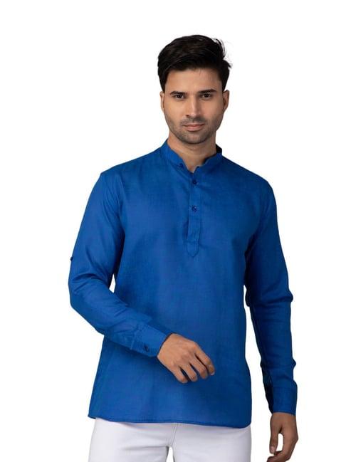 neudis blue fitted - regent textured short kurta