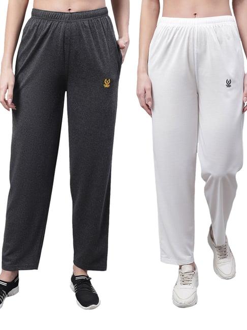 vimal jonney grey & white cotton track pants - pack of 2