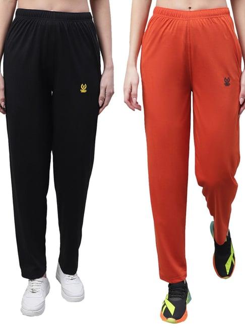 vimal jonney black & orange cotton track pants - pack of 2