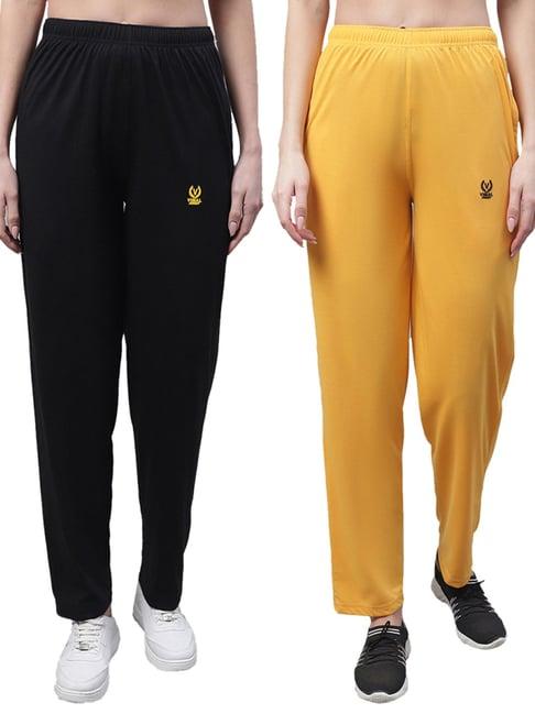 vimal jonney black & yellow cotton track pants - pack of 2