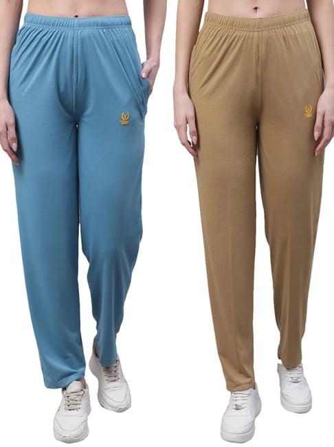 vimal jonney blue & brown cotton track pants - pack of 2