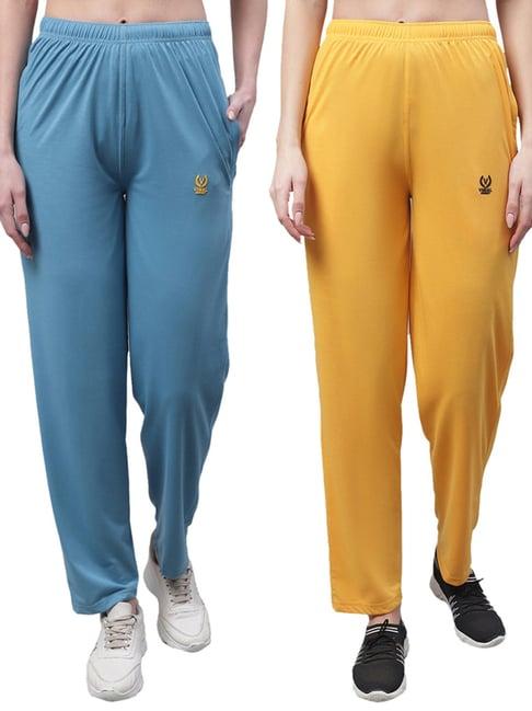 vimal jonney blue & yellow cotton track pants - pack of 2