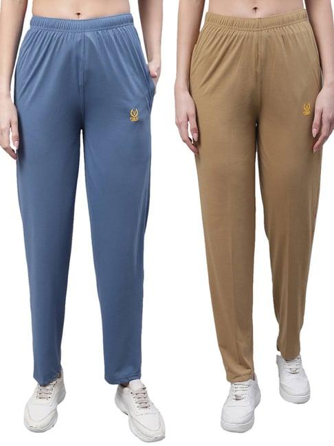 vimal jonney blue & brown cotton track pants - pack of 2