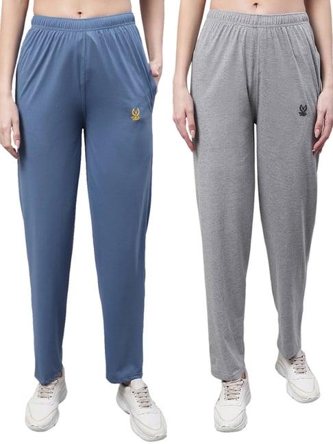 vimal jonney blue & grey cotton track pants - pack of 2