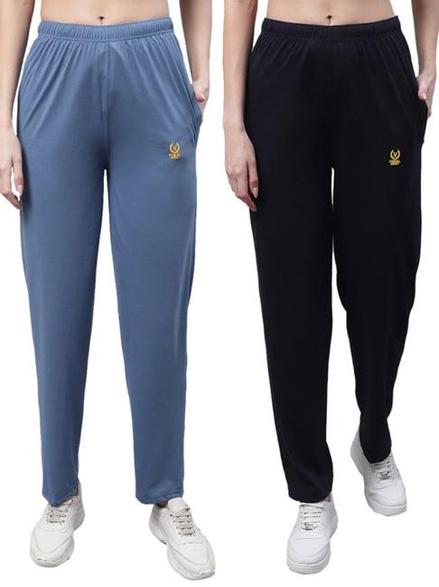 vimal jonney blue & black cotton track pants - pack of 2