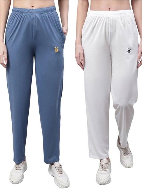 vimal jonney blue & white cotton track pants - pack of 2