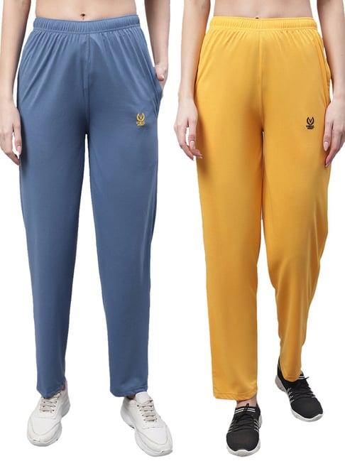 vimal jonney blue & yellow cotton track pants - pack of 2