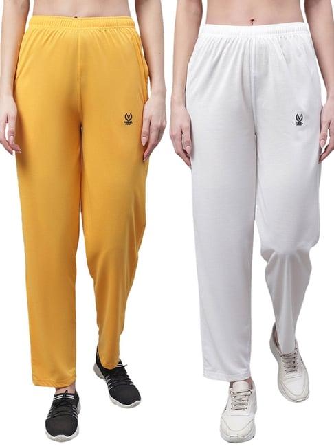 vimal jonney yellow & white cotton track pants - pack of 2