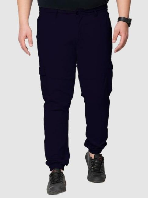 ivoc navy relaxed fit cotton plus size cargo joggers