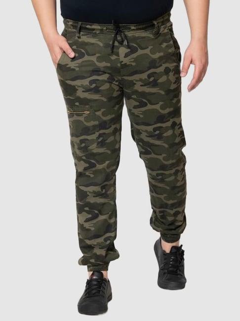 ivoc olive regular fit camo print cotton plus size jogger pants